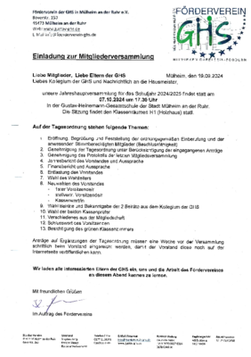Jahreshauptversammlung 2024 - Einladung